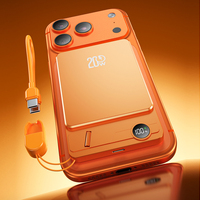 Batterie externe 20000mAh 2-en-1 à charge rapide, chargeur sans fil, support magnétique pour téléphone, écran LED, sortie PD 20W, alliage d'aluminium, portable