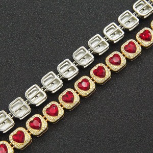Red Love Rhinestone Bracelet Bracelet, <b>Men</b> and Women Cool Personalized Couple Bracelet Jewelry Tanjing Fashion Lijing Necklace - Product Image 4