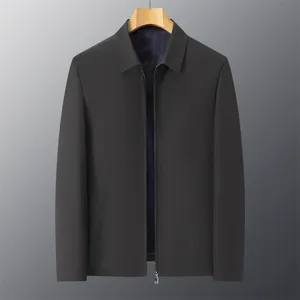 Veste <span class=keywords><strong>Mature</strong></span> à Double Poche Zippée pour Homme, Col Revers Décontracté, Manches Longues, Couleur Unie, Style Affaires et Gentleman, Printemps 2025 - Product Image 5