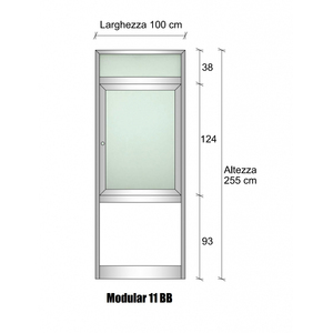 Parete Divisoria Modulare in Alluminio e Vetro Opalino con Finestra in Bachelite - H2550xL1000 mm - Colorata per Camera da Letto e Cucina - Product Image 1