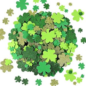 100 pièces/sac Confettis en mousse pailletés Trèfle de la Saint-Patrick, Confettis porte-bonheur pour fête irlandaise, Décoration de fête de la Saint-Patrick - Product Image 1
