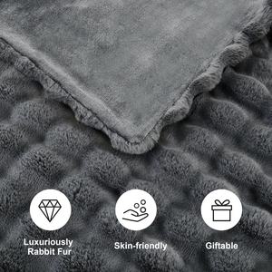 Zhengtai lujo gris grueso cálido suave burbuja Faux Fur felpa manta para sala de estar sofá - Product Image 6