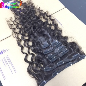 Extensiones de Cabello Humano Natural Vietnamita con Clip, Doble Trama, 100% Cabello Humano, Ondulado Natural, Color Negro, Extensiones con Clip Efecto Mojado y Ondulado - Product Image 5