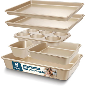 Ensemble de moules à pâtisserie, moules à pâtisserie empilables antiadhésifs, moules à four pour la cuisson, ensemble de 6 plaques à pâtisserie, y compris une plaque à biscuits - Product Image 1