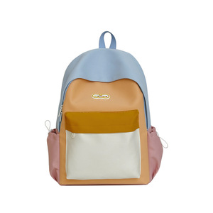 Women's ins-style <b>backpack</b> unique color block design perfect for middle and high school students stylish high-capacity - Product Image 2