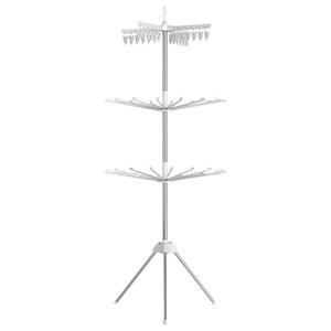 Séchoir à linge pliable multi-barres, sur pied, en acier inoxydable, porte-serviettes, rangement pour balcon, pinces à chaussettes - Product Image 6