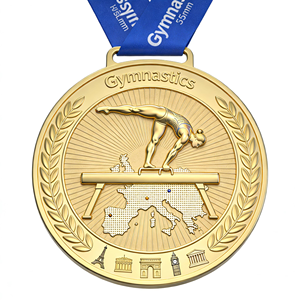เหรียญกีฬายิมนาสติกแบบสั่งทำพิเศษ ชุบทองพรีเมียม  งานโลหะ 3 มิติ  ออกแบบเองได้  แกะสลักได้  เหรียญสังกะสี - Product Image 3