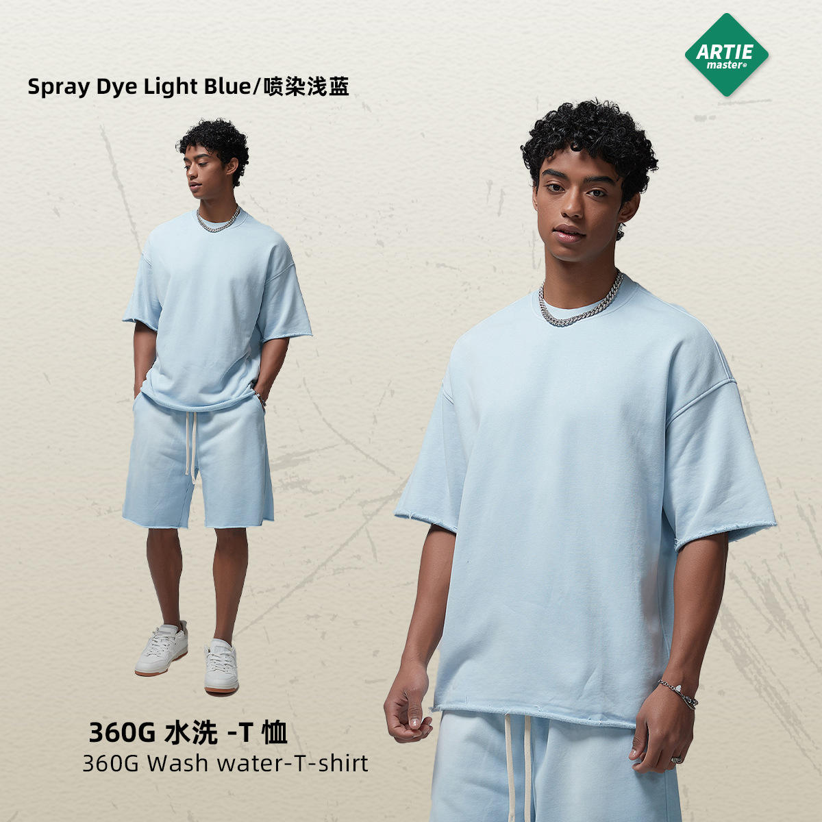 Spray dyed light blue