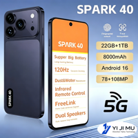 TECON 22G+1TB Android 16 5G Smartphone 7.3 Pouces 2026 SPARK 40 Gaming Deca Core 144Hz Batterie 8000mAh Navigation GPS Rapide