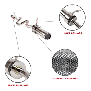 Professional Fitness Super <b>EZ</b> Barbell <b>Bar</b> Silver Steel Standard Super Curl Power Lifting Barbell <b>Bar</b> - Product Image 4