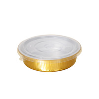 Barquette jetable en aluminium doré HBOLE Y140-410 avec couvercle en PP, emballage alimentaire à emporter, boîte repas commerciale scellée de 410 ml