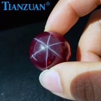 Saphir étoile artificiel, rubis rouge, forme sphérique/forme de boule, corindon rouge sans trou