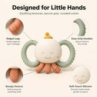 Vente en gros de jouets de dentition pour bébé en silicone personnalisés avec logo, en forme de pieuvre, qualité alimentaire, sans BPA, directement de l'usine, MOQ, conception personnalisée