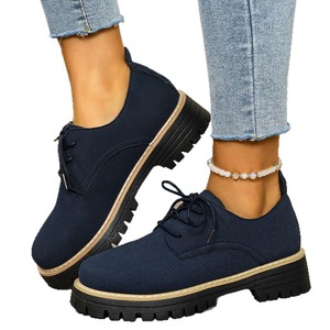 <span class=keywords><strong>Zapatos</strong></span> Casuales de <span class=keywords><strong>Mujer</strong></span> con Suela Gruesa y Cordones, Diseño Moderno, Tela de Algodón Cómoda, Talla Grande - Product Image 5
