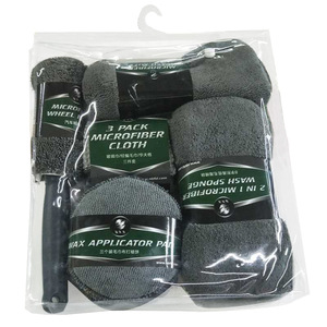Car Wash And Cleaning Kit 9 Pieces Microfiber Wash Mit Sponge <b>Wheel</b> <b>Brush</b> Applicator Pads For Car Care - Product Image 3