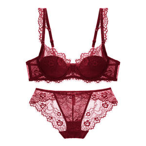 Ensemble de lingerie en dentelle de cils de haute qualité, style français, broderie, sous-vêtements respirants, ensemble soutien-gorge et culotte - Product Image 1