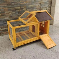 Vente en gros usine : Clapier rectangulaire en bois pour lapins avec fenêtre en verre, grille métallique respirante, plateau facile à nettoyer et conception sans fermeture