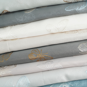 Tùy Chỉnh Dệt Vải Polyester Đẹp Bướm Mô Hình Chống-Đóng Cọc Jacquard Grey 100 Polyester Vải Cho Hàng May Mặc - Product Image 2