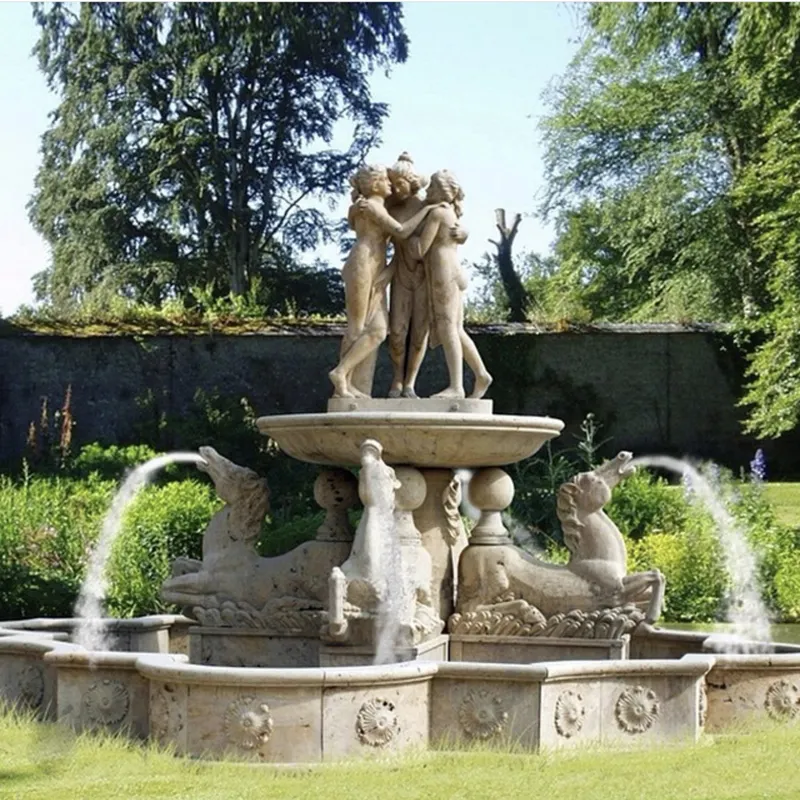 China Manufacturer Cheap Price Outdoor Sculpture Roman Garden Decorative Stone Marble Pool 3 Grace Sculpture