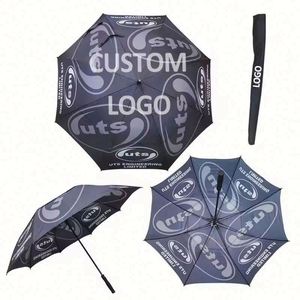 Parapluie de golf droit double couche de 30 pouces, grand format, coupe-vent, entièrement automatique, avec logo personnalisé imprimé en sérigraphie - Product Image 2