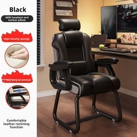 Chaise de bureau classique en cuir PU avec fonction inclinable, appui-tête double couche, coussin d'assise épaissi, pour usage professionnel et domestique