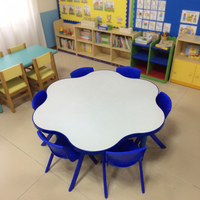 Meubles de maternelle de haute qualité, tables d'écolier en bois, table à manger pour enfants et ensemble de chaises en plastique, table pour enfants pour la crèche