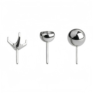 Pendientes de acero inoxidable Huazizi de cuatro puntas con parte trasera abierta y pasadores rectos de 2, 3, 4, 5, 6, 7, 8 mm para piercing de labio y lengua - Product Image 4