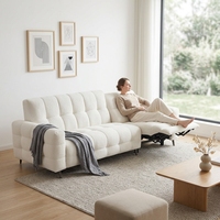 Canapé sectionnel en tissu minimaliste moderne de couleur crème, style Marshmallow, à lignes droites, pour hôtels et petits appartements, à espacement zéro