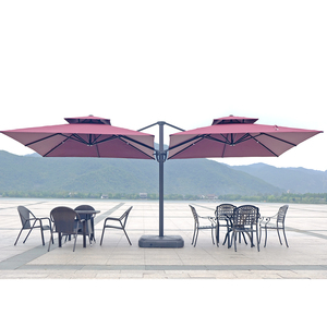 Muebles de aluminio, gran voladizo derecho, parasol de jardín inclinable para exteriores, sombrilla de repuesto para <span class=keywords><strong>Patio</strong></span> con Panel Solar Led - Product Image 6