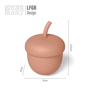 Venta caliente sin BPA respetuoso con el medio ambiente bebé grado alimenticio reutilizable Simple Venta caliente Castaño bebé taza de silicona con pajita - Product Image 5