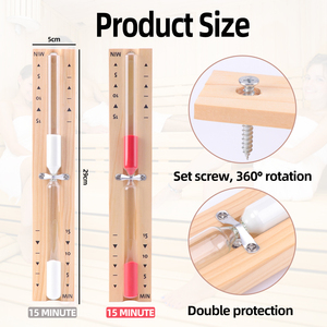 Temporizador de arena clásico para sauna, marco de madera, resistente al calor, 15 minutos, reloj de arena para spa, decoración de pared de baño - Product Image 3