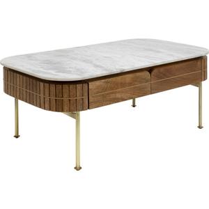 Modern Rectangular Coffee <b>Table</b> With <b>Marble</b> Top Wood Frame Storage Drawers Living Room Furniture - Product Image 2
