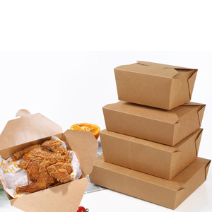 Disposable Meal Containers Kraft Paper Food Packaging Box Delivery Take Away Fried Fast Food Boxes
