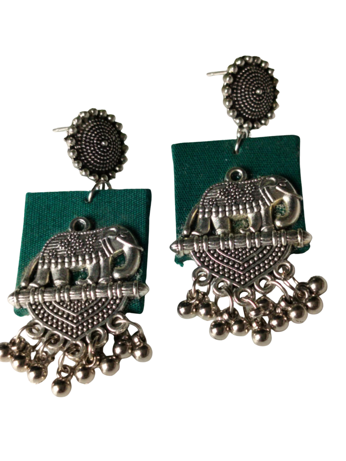 Antique Silver & Deep Teal Green