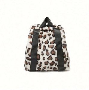 Womens Winter Custom Faux Fur Leopard Print <b>Backpack</b> Furry Fur Plush Cheetah Fleece <b>Drawstring</b> <b>Backpack</b> - Product Image 2