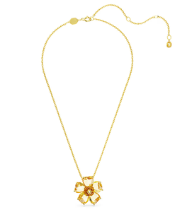 สร้อยคอเงินแท้ S925 ชุบทอง ประดับดอกไม้ - จี้เพชรซิคอนสีเหลืองทรง Radiant Cut สำหรับงานแต่งงานและงานเลี้ยงของผู้หญิง - Product Image 2