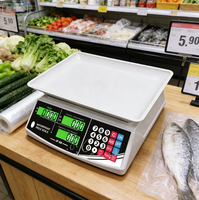 Báscula de banco LED de 30/40/60 kg y 1 g para precios de mariscos con ABS y acero inoxidable, OEM/ODM disponible