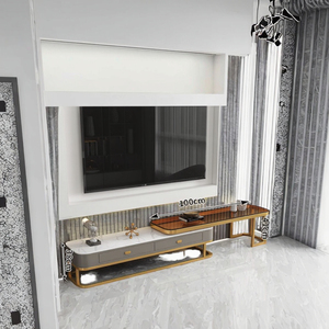 ขาตั้งทีวีสี่เหลี่ยมผืนผ้าไม้สีขาวปรับได้สไตล์ทันสมัยห้องนั่งเล่นขาสีดำห้องนอนห้องอาหารโรงแรม - Product Image 2