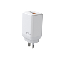 Chargeur rapide USB-C PD 65W avec prise AU 2C1A, adaptateur secteur mural 3 ports avec double Type-C et USB-A pour ordinateur portable, iPhone, iPad, tablette