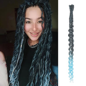 AliLeader Prix de gros Double synthétique Dreadlock Extensions Ombre Blonde Crochet Hippie <span class=keywords><strong>Dreads</strong></span> Tresse avec extrémités bouclées - Product Image 2