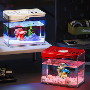 Moderne Vierkante Micro-Landschapsdecoratie Desktop Transparant Plastic Visschildpad Tank Onbreekbaar Kantoor Sieraquarium - Product Image 3