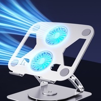 Support de refroidissement pour ordinateur portable rotatif à 360° de qualité supérieure, support portable en acier robuste pour tablette avec double ventilateur pour bureau