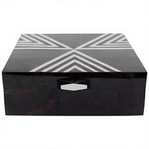 Boîte de rangement géométrique en résine/MDF noir et blanc de qualité supérieure, motif brillant, boîte à bijoux, décoration de salon. - Product Image 1