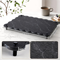 Tapis de séchage pour vaisselle en terre de diatomée CC, absorbant, séchage rapide, bord ondulé élégant, empêche les taches d'eau, pour comptoirs et vaisselle