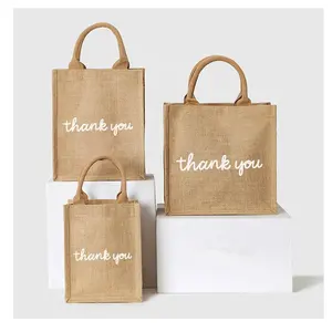 2020 NY promotion OEM handbags eco friendly natural recycle cheap shopping printing jute bag