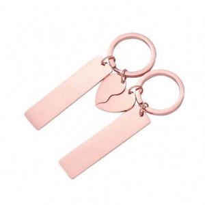 Llavero de Acero Inoxidable con Placa para Grabar con Láser, Etiqueta en Forma de Corazón, Código QR, Regalo de San Valentín para Parejas - Product Image 5