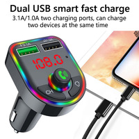 Transmisor FM para Auto con Carga Rápida USB PD de 15W, Pantalla Digital LED, Luz RGB, Llamadas Manos Libres, Reproductor MP3, Adaptador para Teléfono Móvil
