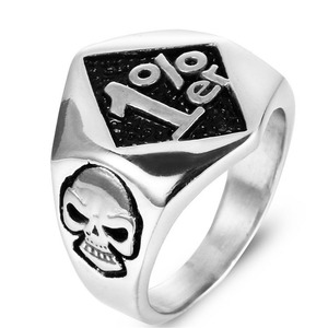 Men's Stainless Steel <b>Skull</b> <b>Ring</b> 1% Er Geometric Design Silver Color Gift Jewelry - Product Image 1