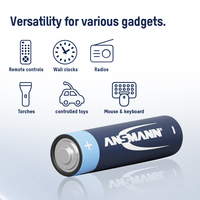Piles alcalines ANSMANN Super Power 4 pièces AAA N°7 1300mAh pour jouets, appareils électroménagers, outils électriques, électronique grand public, télécommandes