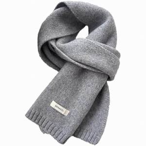 Bufanda de Lana de Color Sólido Otoño Invierno con Logotipo Personalizado, Bufanda Cálida de Punto Suave Unisex, Bufanda de Lana Australiana para Parejas - Product Image 6